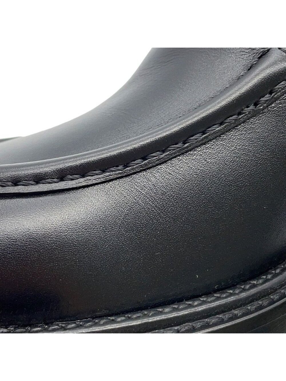 Chanel Loafers CC Logo Leather 37.5 Shoes Black - Picture 5 of 10